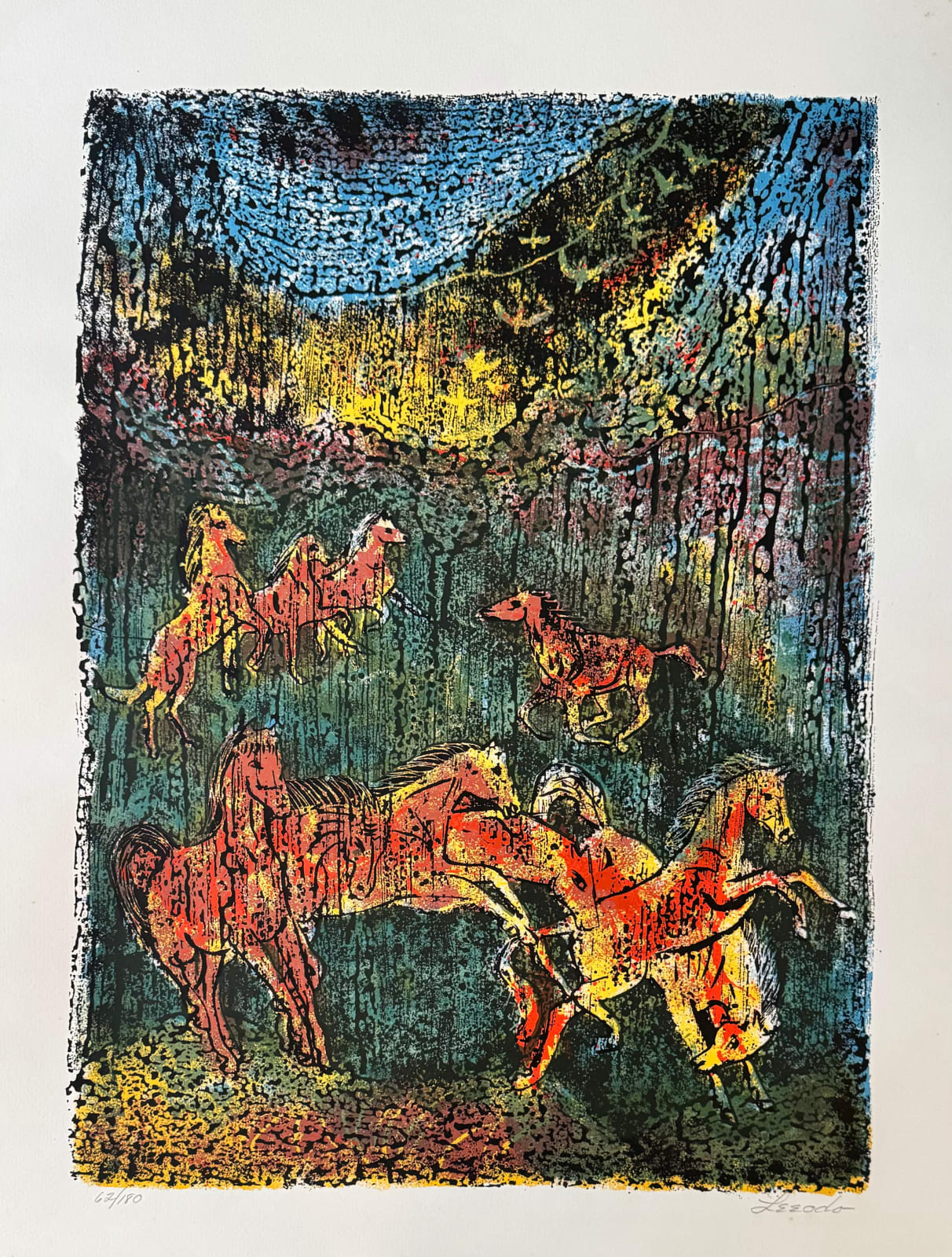 Leeodo, Wild horses in a ravine, 1970