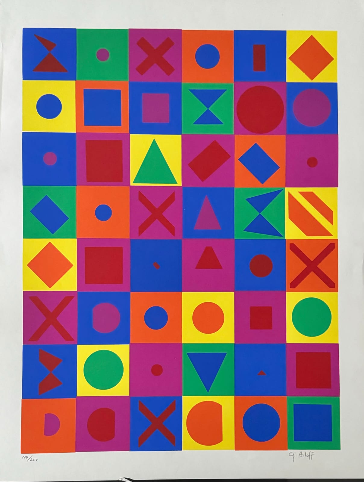 G Arloff, Mid Century Modern OP Art print, 1960's