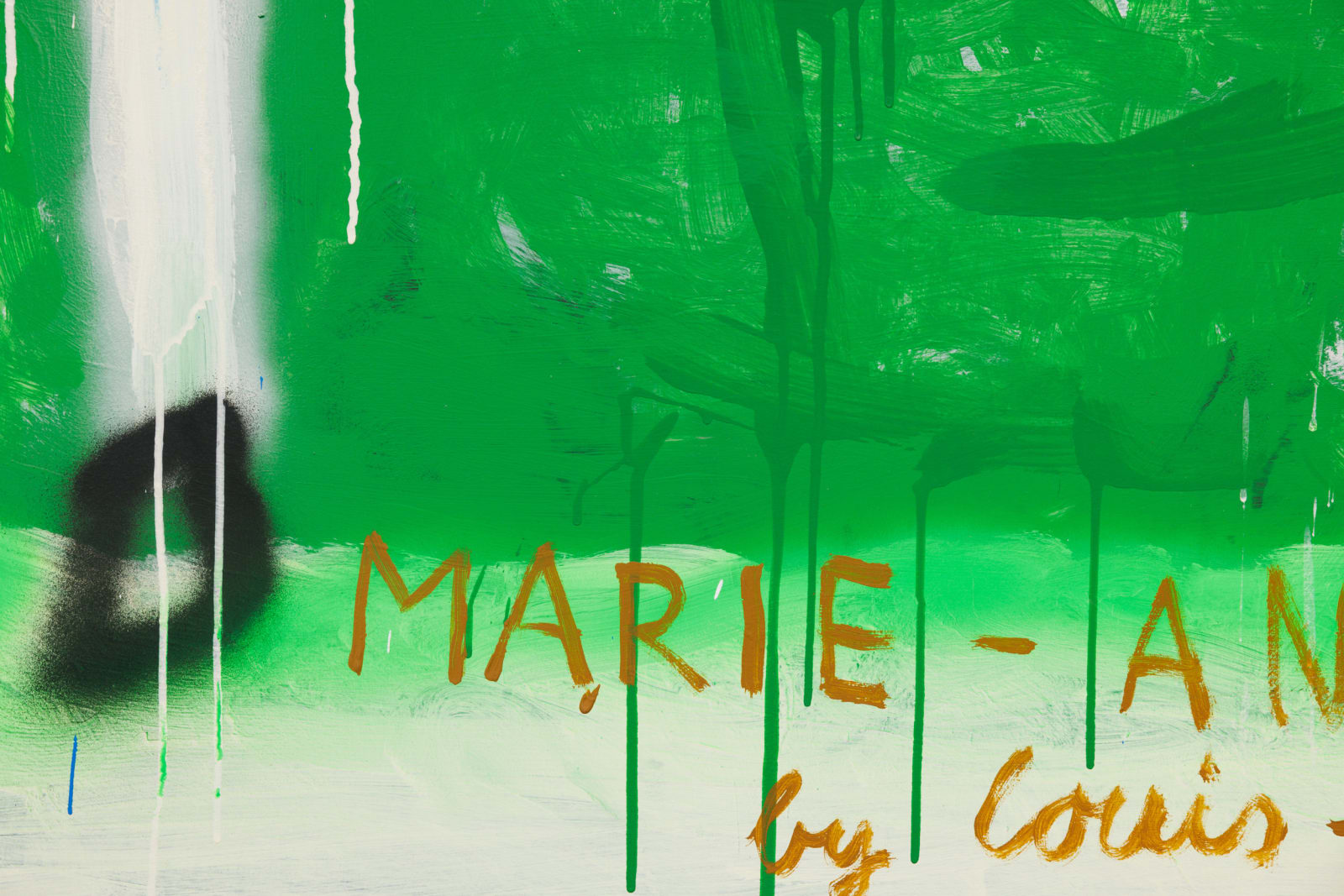 Gabrielle Graessle, marie-antoinette hunting, 2025, acrylic and spray on canvas