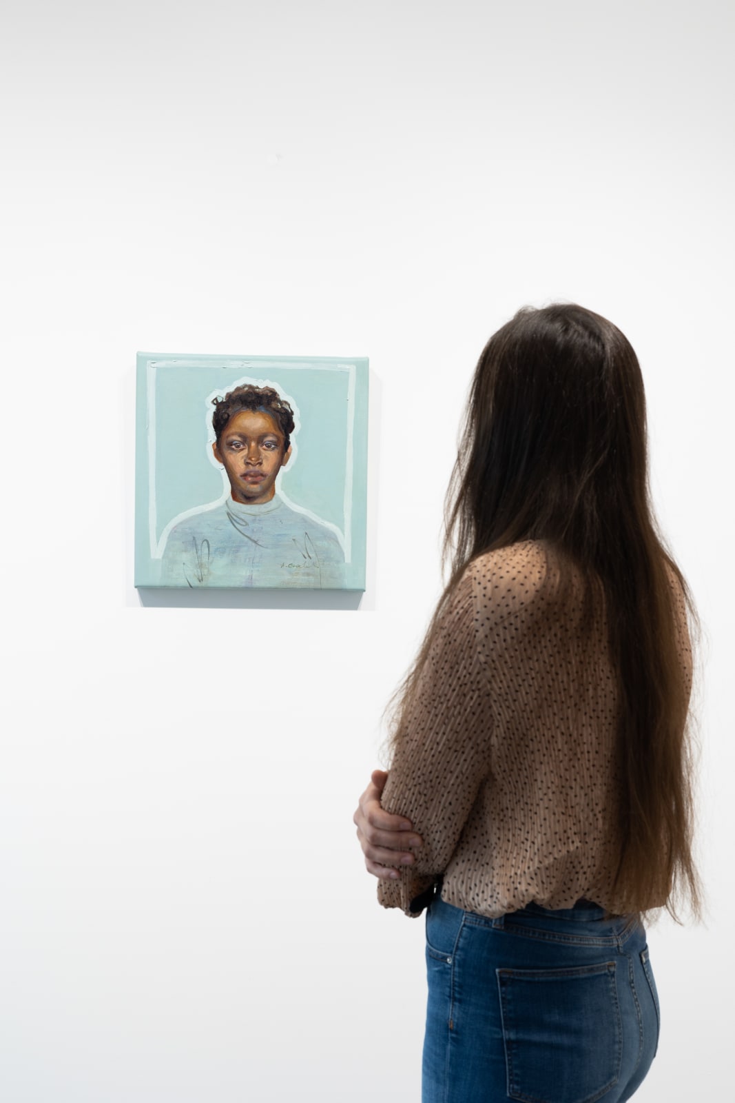 Agnes Grochulska, Portrait with Aquamarine Outline, 2020