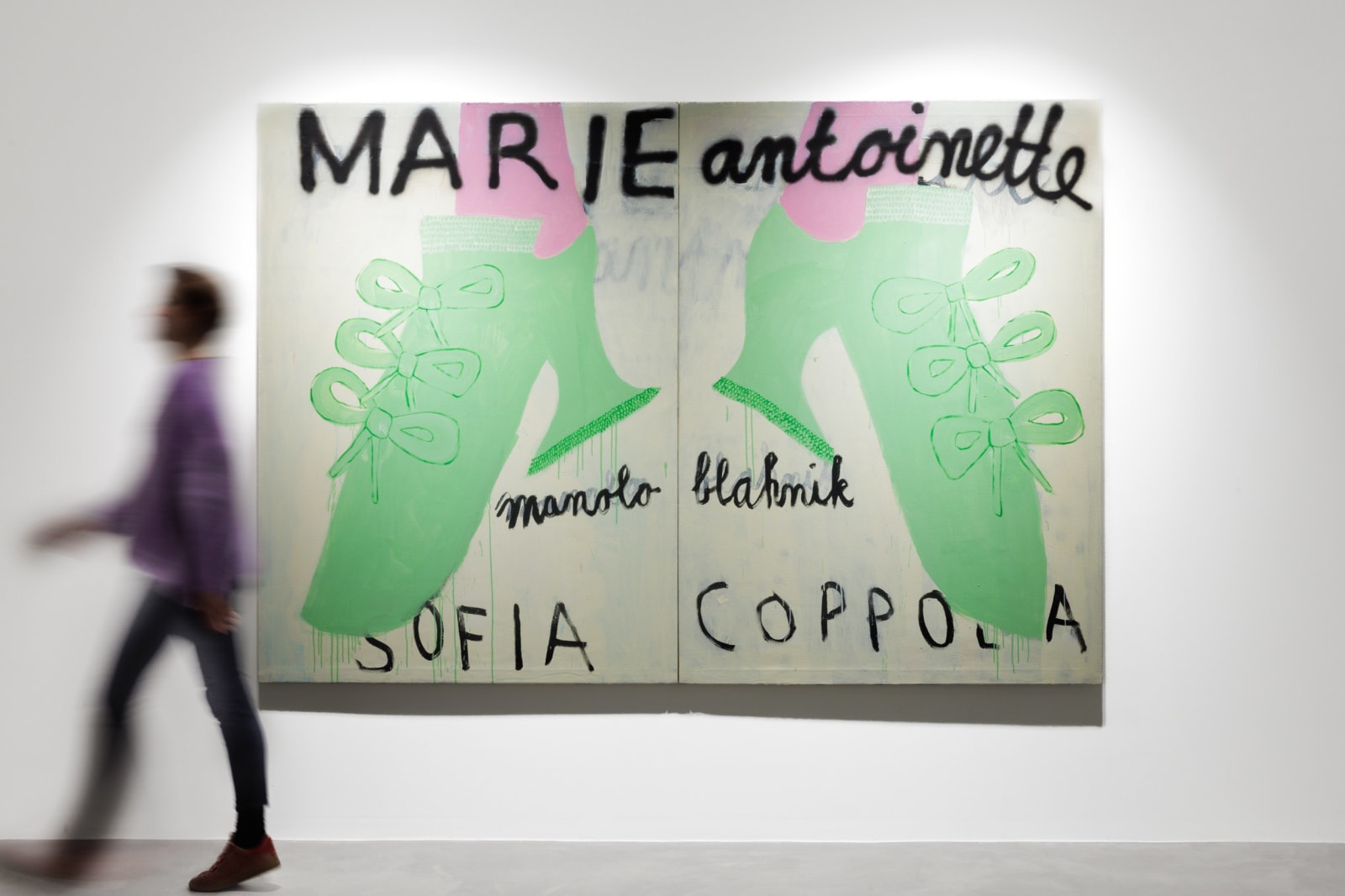 Gabrielle Graessle, manuel blahnik shoes, 2024, acrylic and spray on canvas