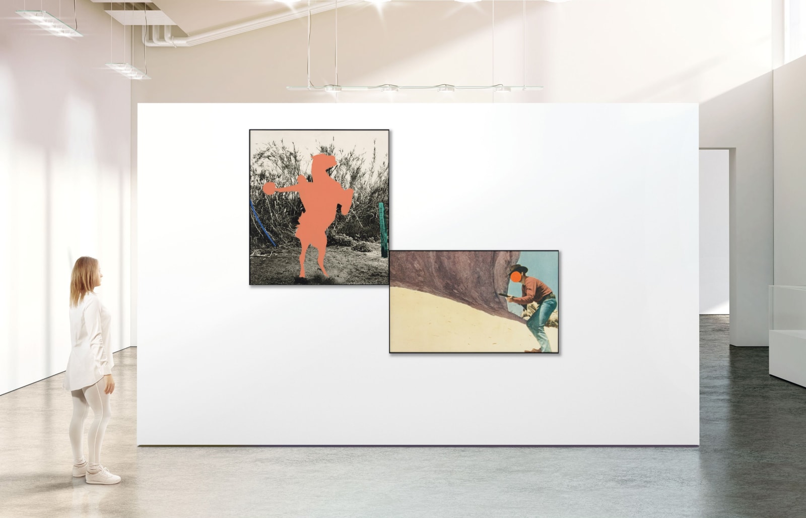John Baldessari, Equestrian (Flesh) in Brackets with Orange Showdown, 1992