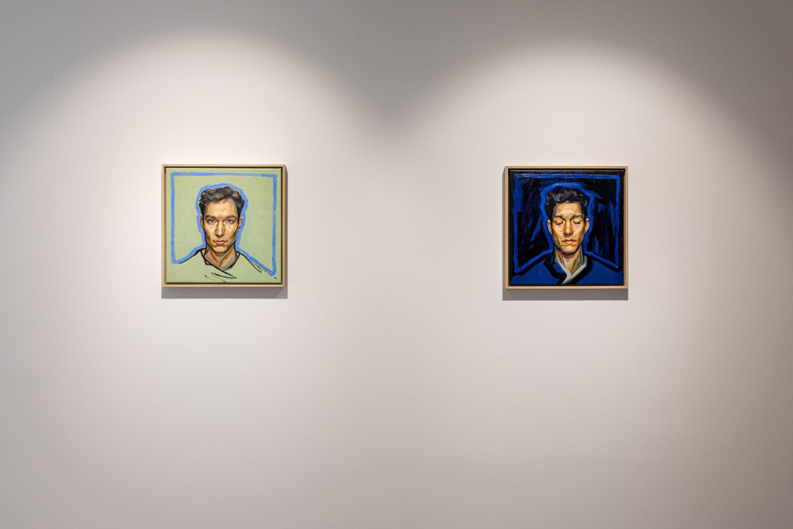 Agnes Grochulska, Midnight (Portrait with Cobalt Blue Outline), 2020