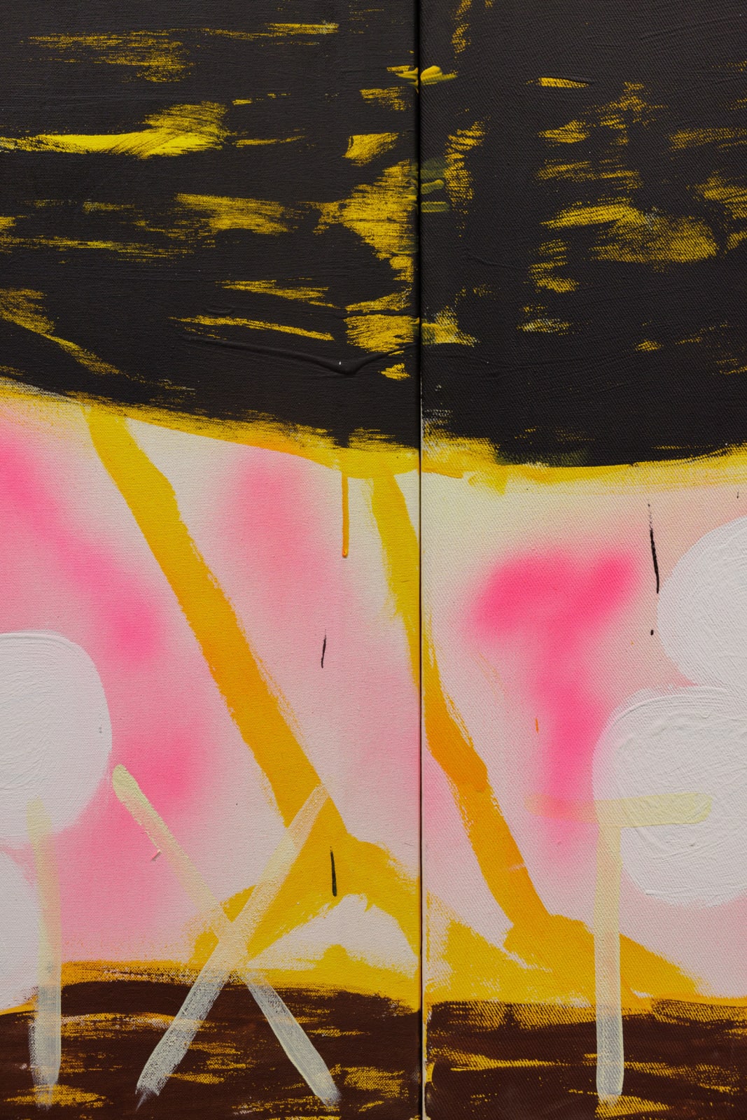Gabrielle Graessle, tixtixtixtix, 2024, acrylic and spray on canvas