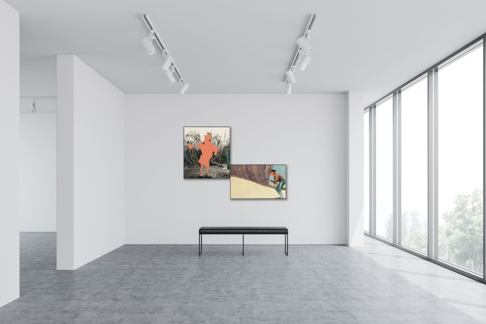 John Baldessari, Equestrian (Flesh) in Brackets with Orange Showdown, 1992