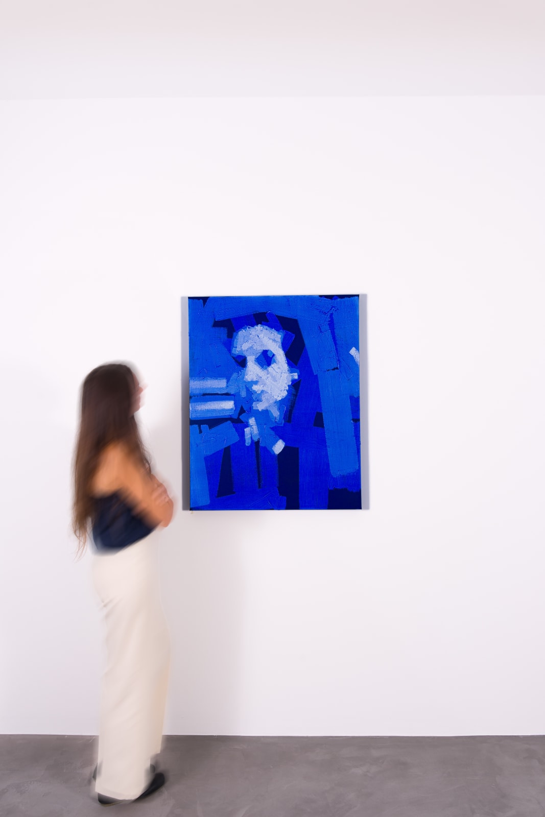 Patrick Tresset, 30 year old woman in blue, 2023