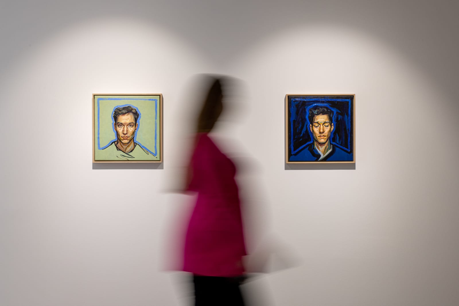 Agnes Grochulska, Midnight (Portrait with Cobalt Blue Outline), 2020