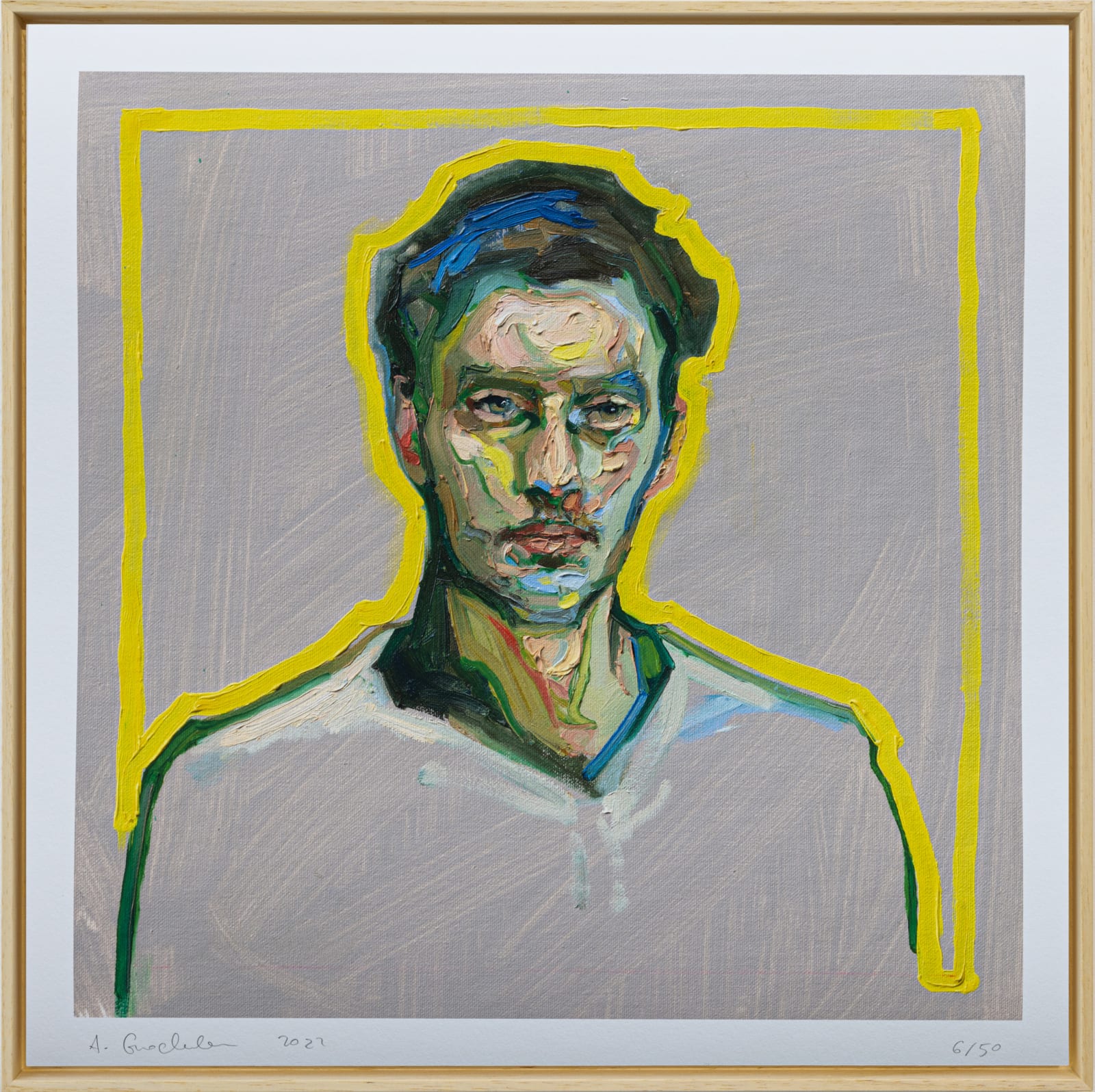 Agnes Grochulska, Portrait with a Yellow Outline #2, 2022