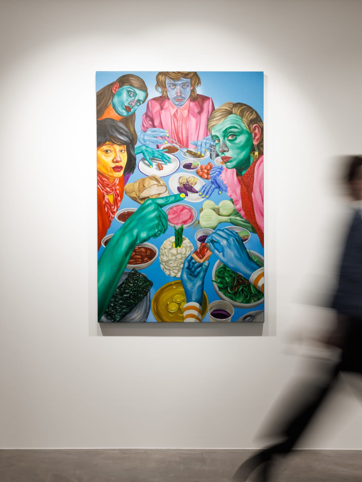 Damien Cifelli Downtable #2, 2023, Installation at PULPO GALLERY with person walking by