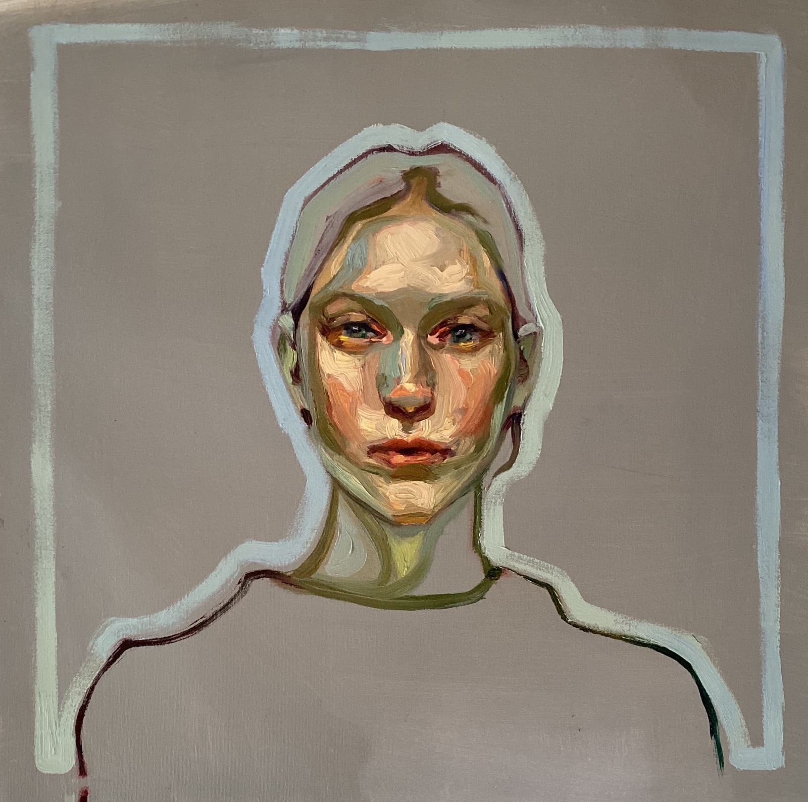 Agnes Grochulska, Portrait with Silver Outline, 2020