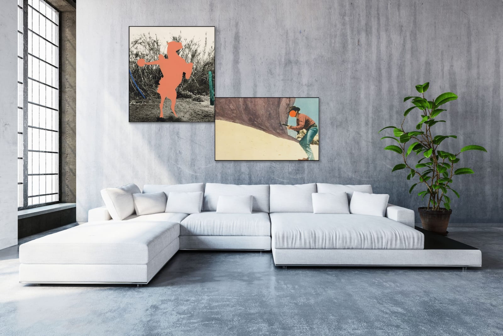 John Baldessari, Equestrian (Flesh) in Brackets with Orange Showdown, 1992