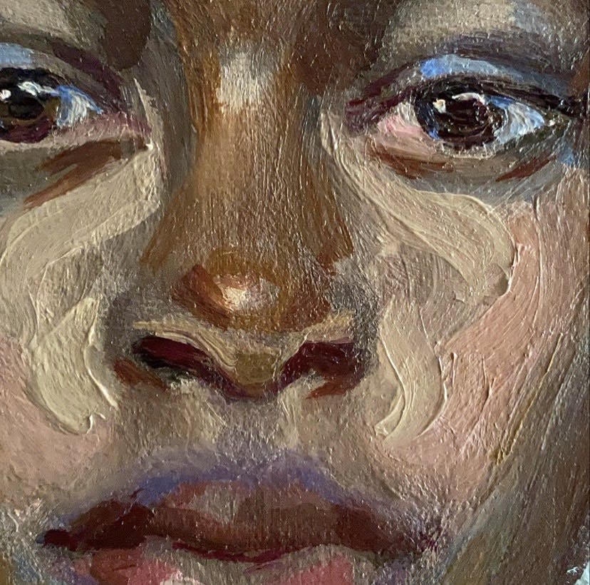 Agnes Grochulska, Portrait with Aquamarine Outline, 2020