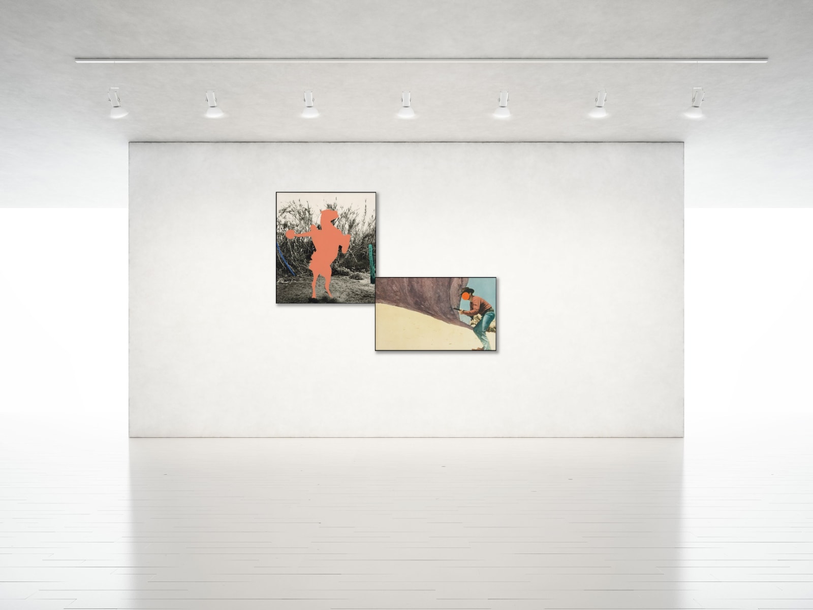 John Baldessari, Equestrian (Flesh) in Brackets with Orange Showdown, 1992