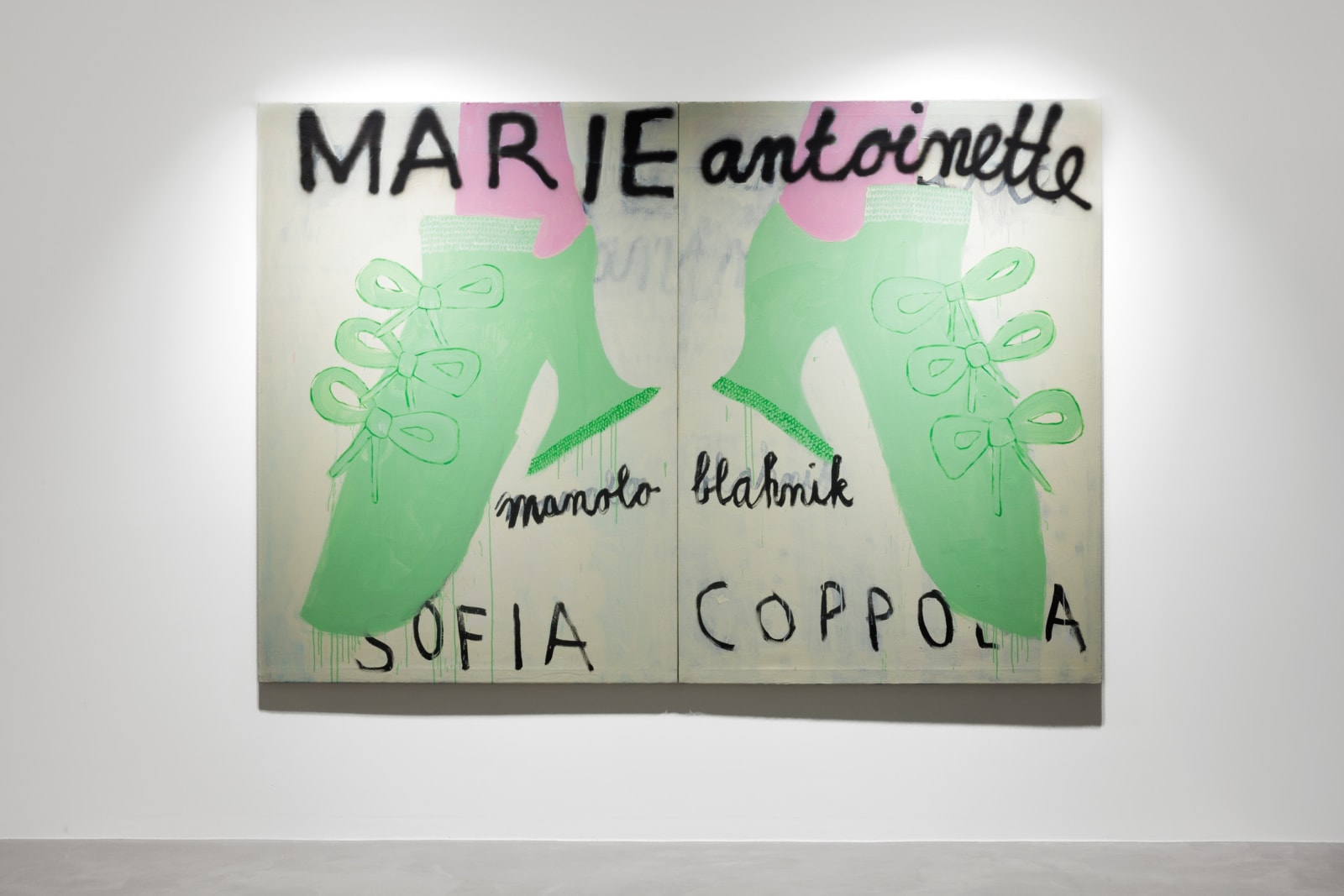 Gabrielle Graessle, manuel blahnik shoes, 2024, acrylic and spray on canvas