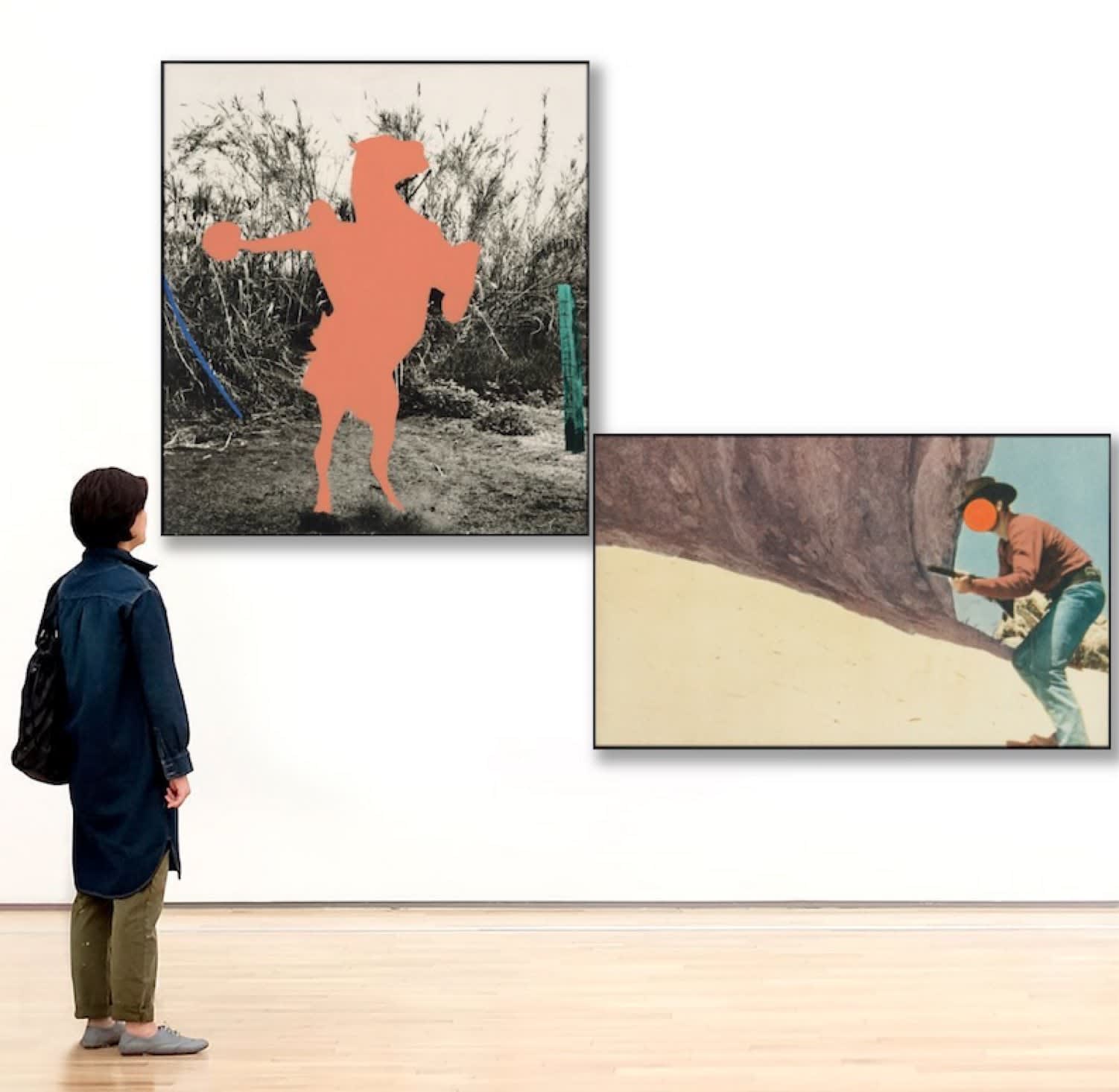 John Baldessari, Equestrian (Flesh) in Brackets with Orange Showdown, 1992