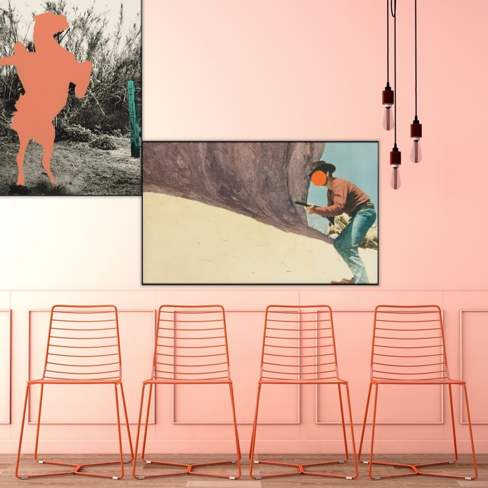 John Baldessari, Equestrian (Flesh) in Brackets with Orange Showdown, 1992