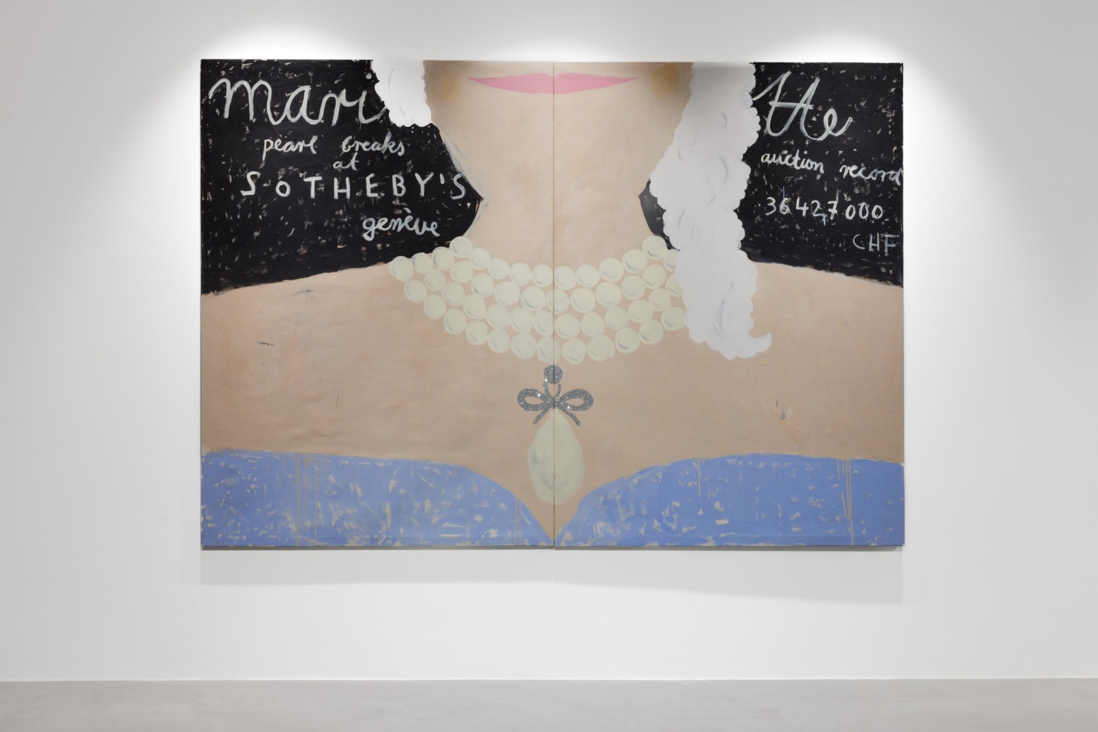 Gabrielle Graessle, natural pearl, 2025, acrylic and glitter on canvas (diptych)