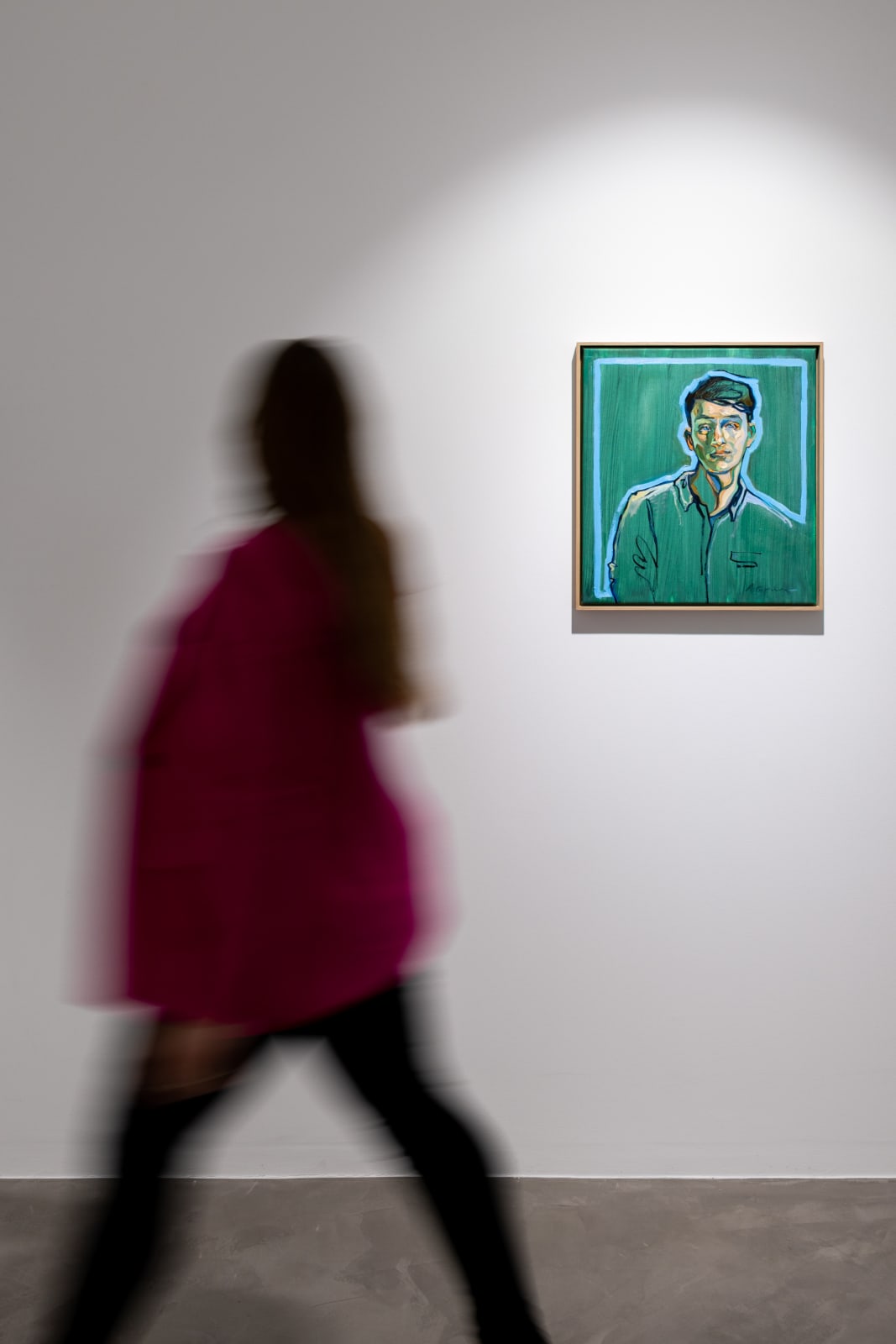 Agnes Grochulska, Portrait with Cerulean Blue Outline, 2020