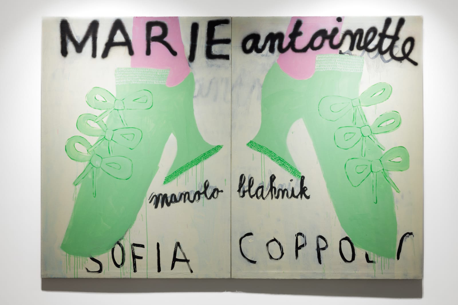 Gabrielle Graessle, manuel blahnik shoes, 2024, acrylic and spray on canvas
