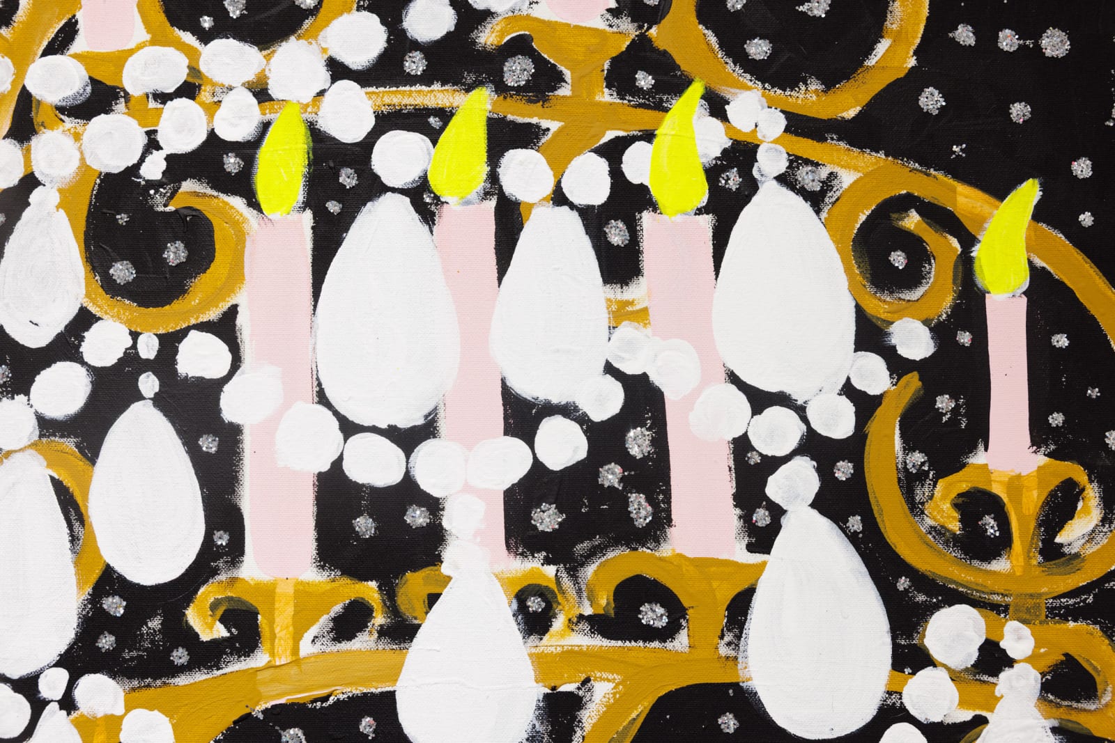 Gabrielle Graessle, lustre de versaille, 2024, acrylic and glitter on canvas