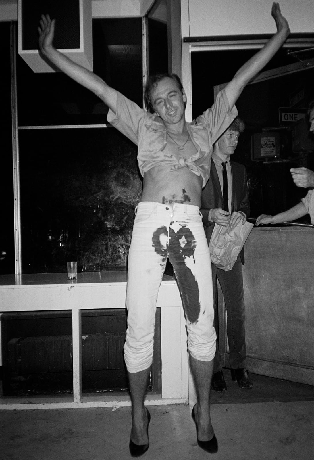 Tom Warren, Rene Ricard with a drawing by Jean-Michel Basquiat on his jeans, 1982 (2021)