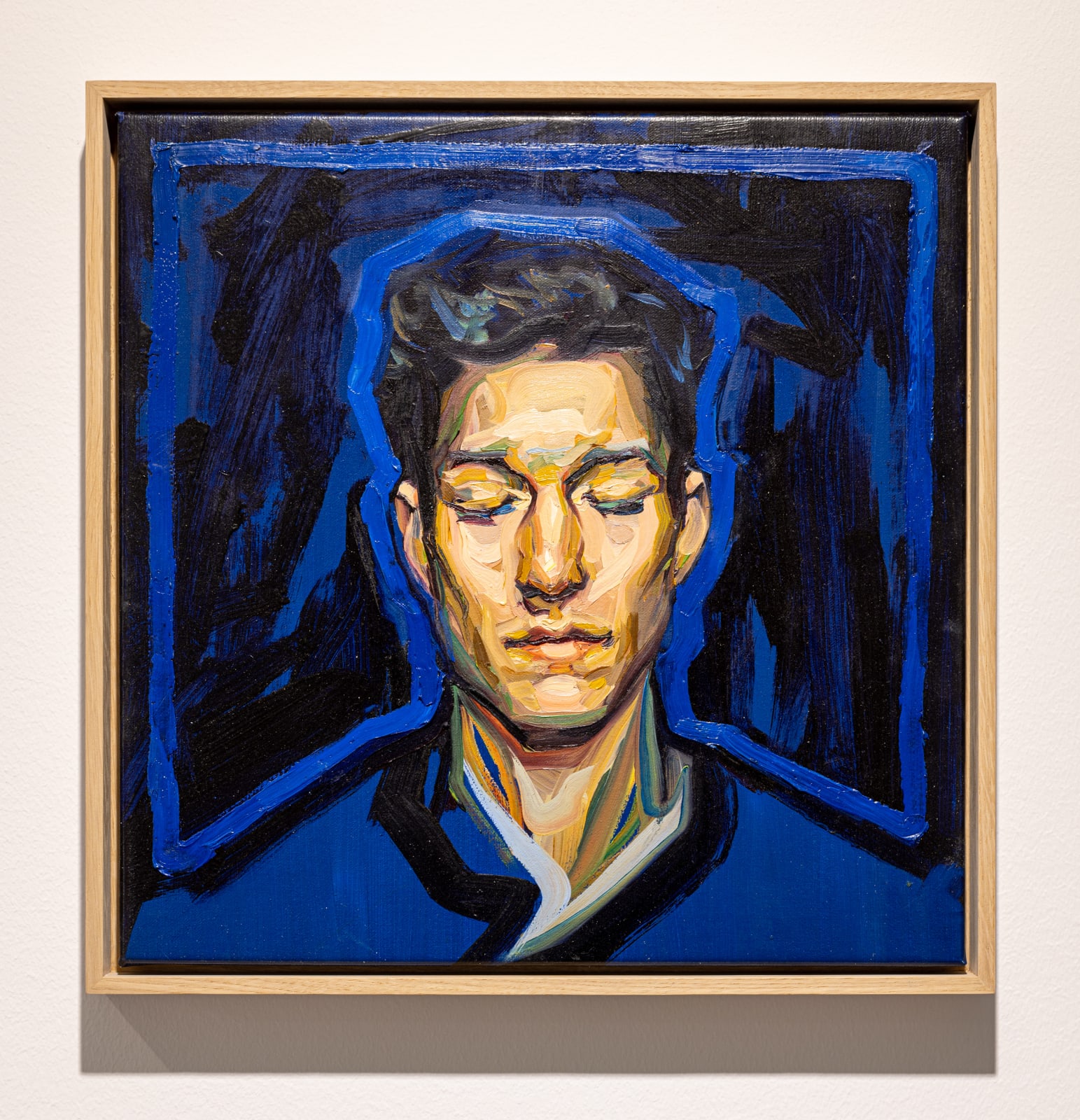 Agnes Grochulska, Midnight (Portrait with Cobalt Blue Outline), 2020