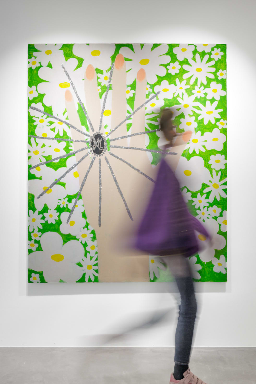 Gabrielle Graessle, daisy days, 2025 acrylic and glitter on canvas