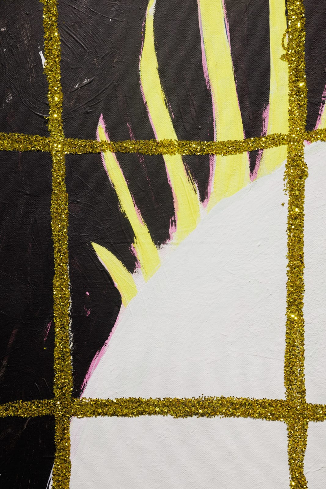 Gabrielle Graessle, golden cage, 2024, acrylic and glitter on canvas