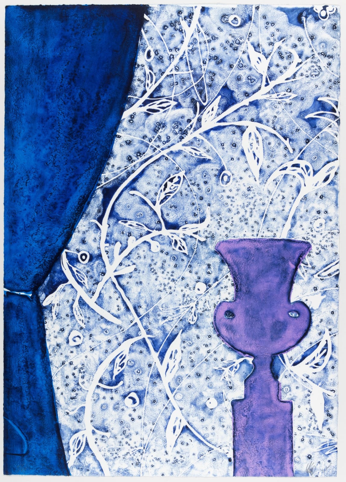 HM Queen Sonja and Håvard Homstvedt, Krukke mot damask (blå), 2023