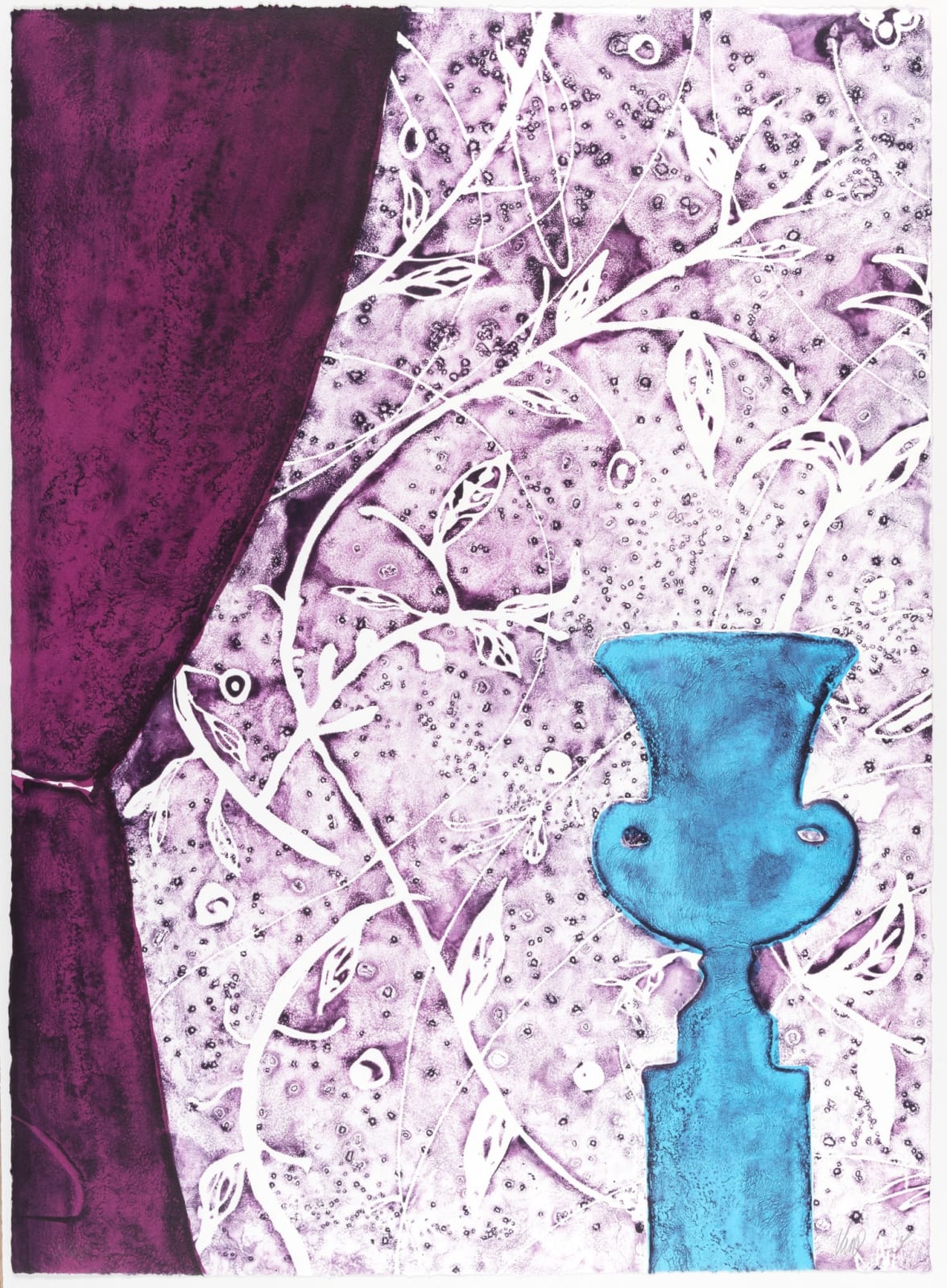 HM Queen Sonja and Håvard Homstvedt, Krukke mot damask (fiolett), 2023