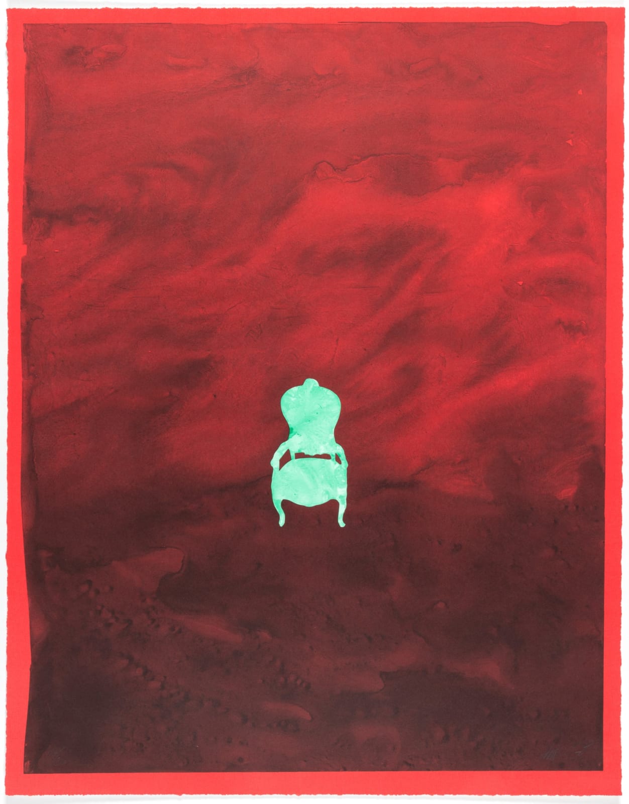 HM Queen Sonja and Håvard Homstvedt, Uten tittel (grønn stol i rødt rom), 2022