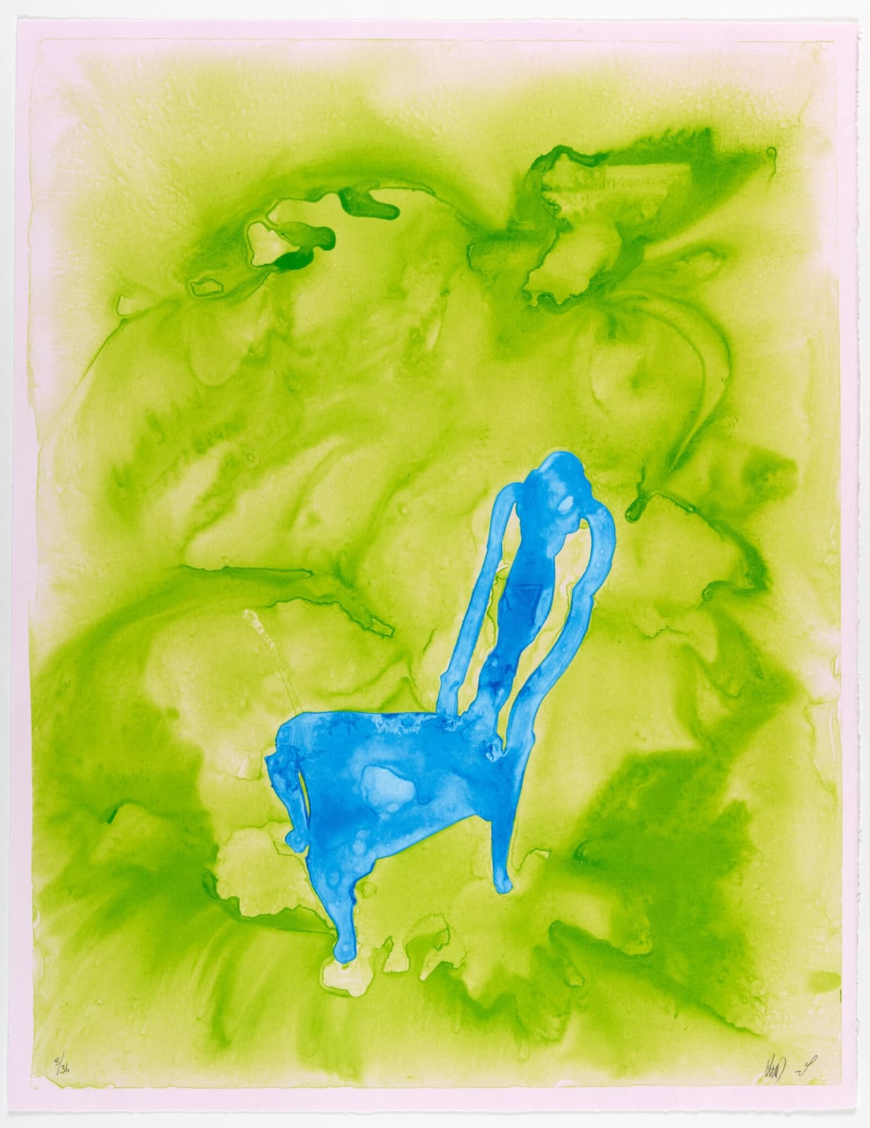 HM Queen Sonja and Håvard Homstvedt, Uten tittel (blå stol i grønt rom), 2022