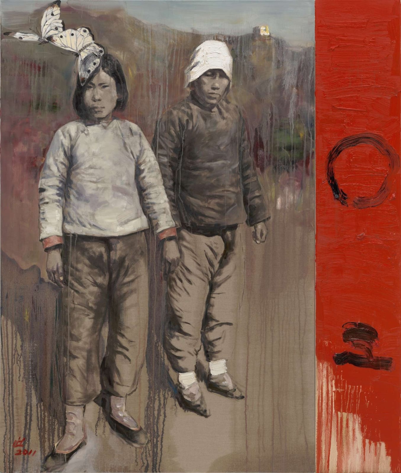 Hung Liu, White Butterflies, 2011