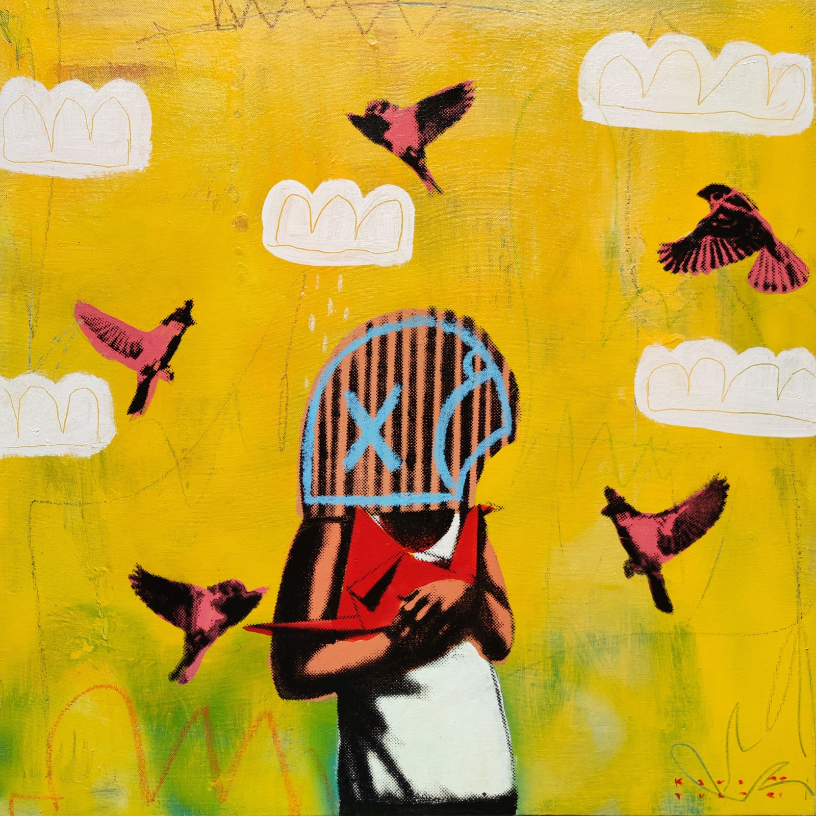 Kean Larrazabal, Birds Bord in cage, 2022