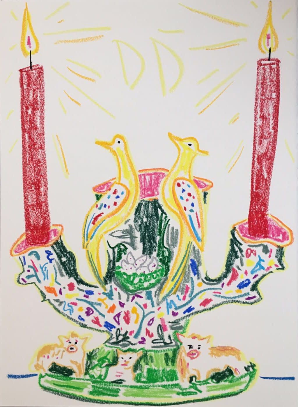 Dickon Drury, Untitled (Spill Vase with Candles), 2017