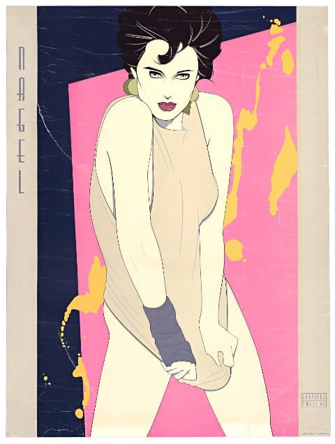 Barb Choit, Patrick Nagel, "Orange Splash," Fine Art Poster, Bleach Bath, UV Exposure Time Three Weeks, 2009