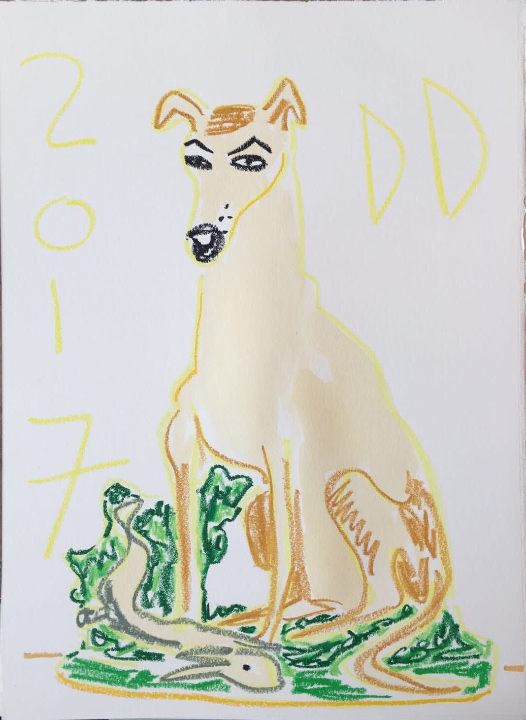 Dickon Drury, Untitled (Whippet with Hare), 2017