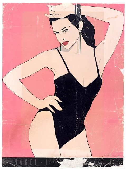 Barb Choit, Patrick Nagel, "Black Teddy," Fine Art Poster, UV Exposure Time One Week, 2009