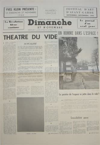 Yves Klein, Dimanche, le journal d'un seul jour- November 27, 1960Paris: Festival d'Art d'Avantgarde, 1960