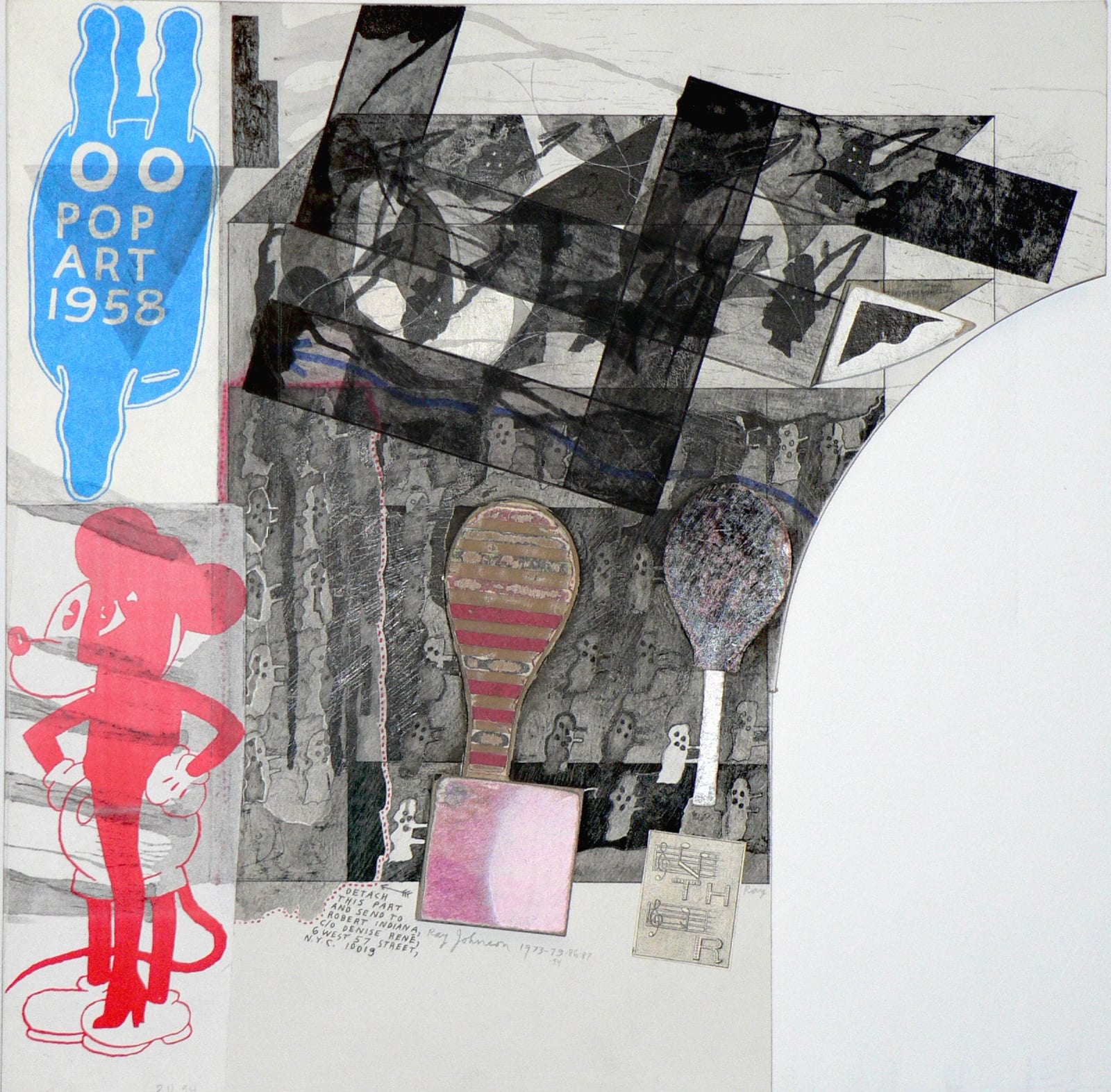 Ray Johnson, Untitled (Blue Bunny with Pop Art 1958), 1958-94