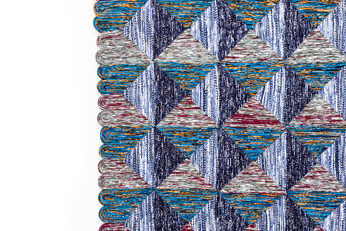 Simone Post, Woven Wall Tapestry - Blue Waffle