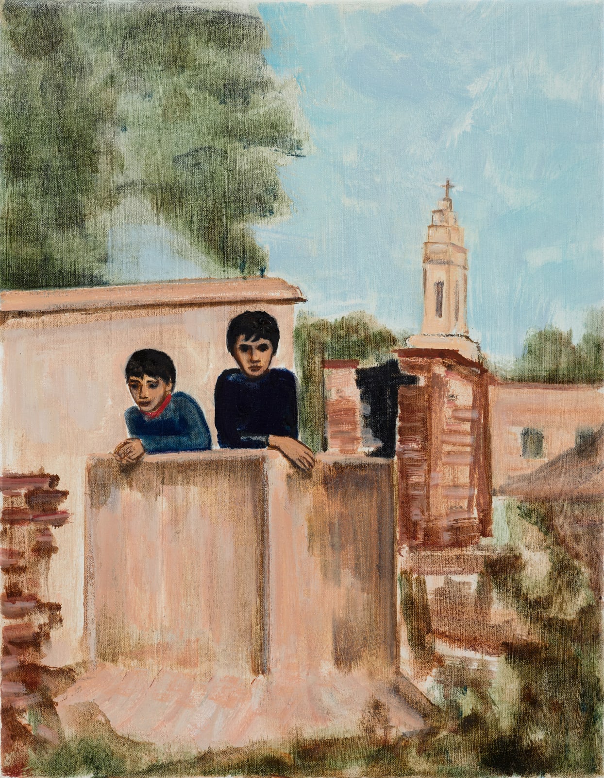 Matthew Krishanu, Two Boys (Church Tower), 2020