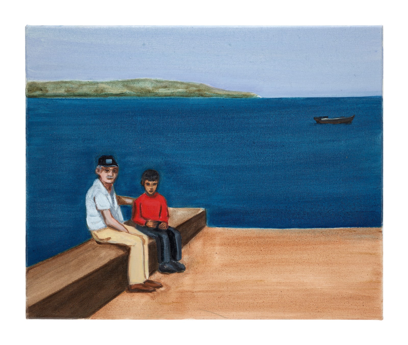 Matthew Krishanu, Waterside (two figures and a boat), 2022