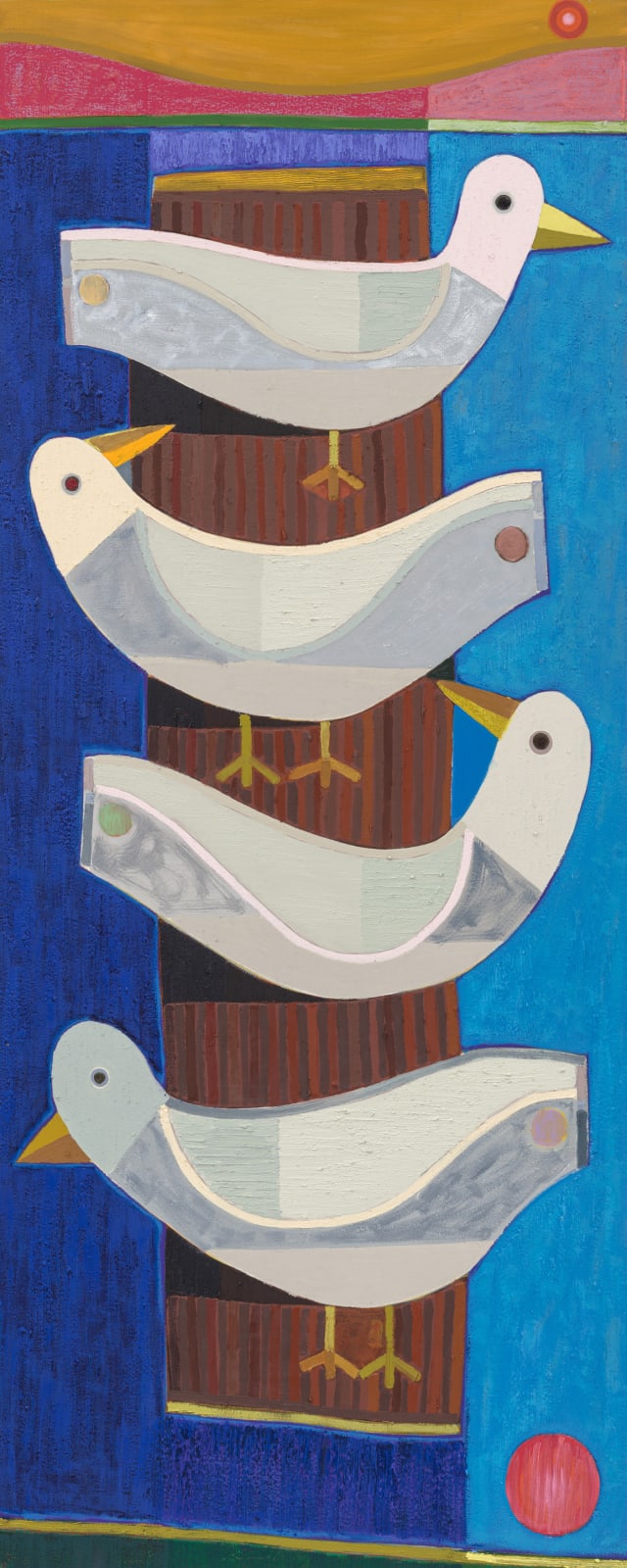 Austin Eddy, Four Birds on a Log Between Shores, 2022