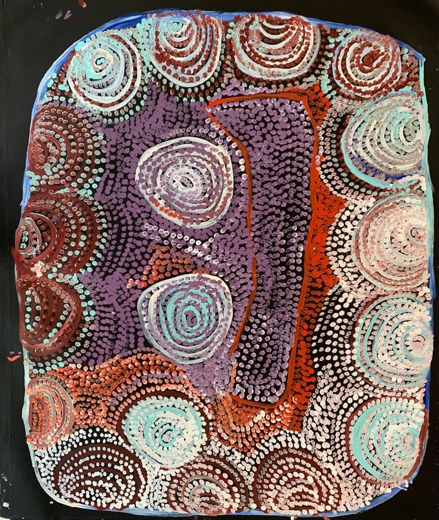 A painting of intricate dots and circles by Aboriginal artist Nyarapayi Giles entitled Warmarrungu available at The Rebecca Hossack Art Gallery