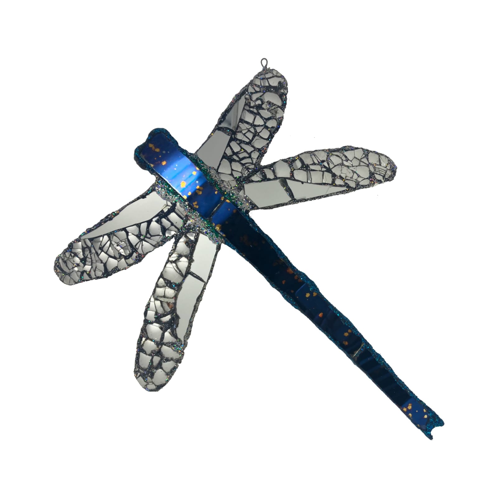 Andrew Logan british sculptor jewellery bug and butterfly in glass and resin in blue detail