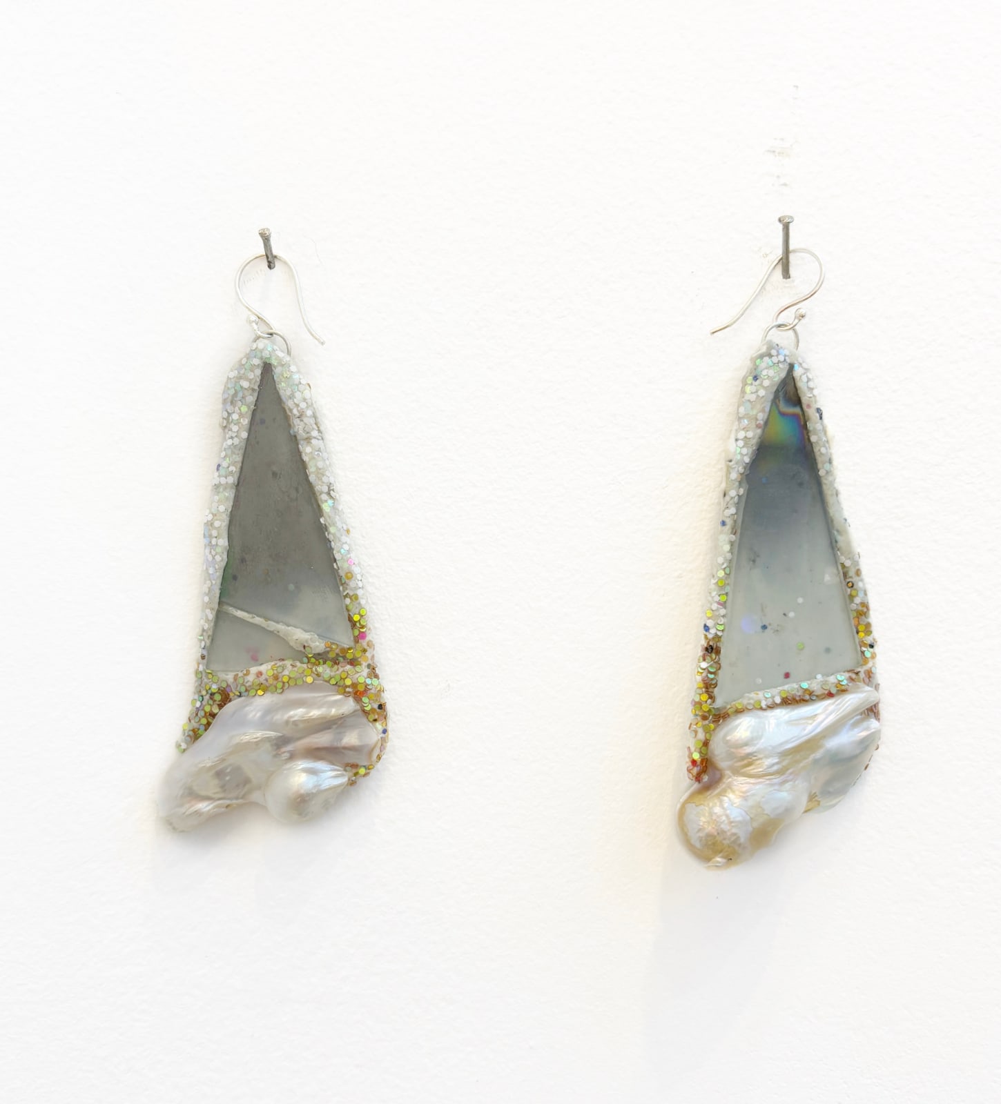 Andrew Logan, Pearl Smokey Triangle Earrings, 2025