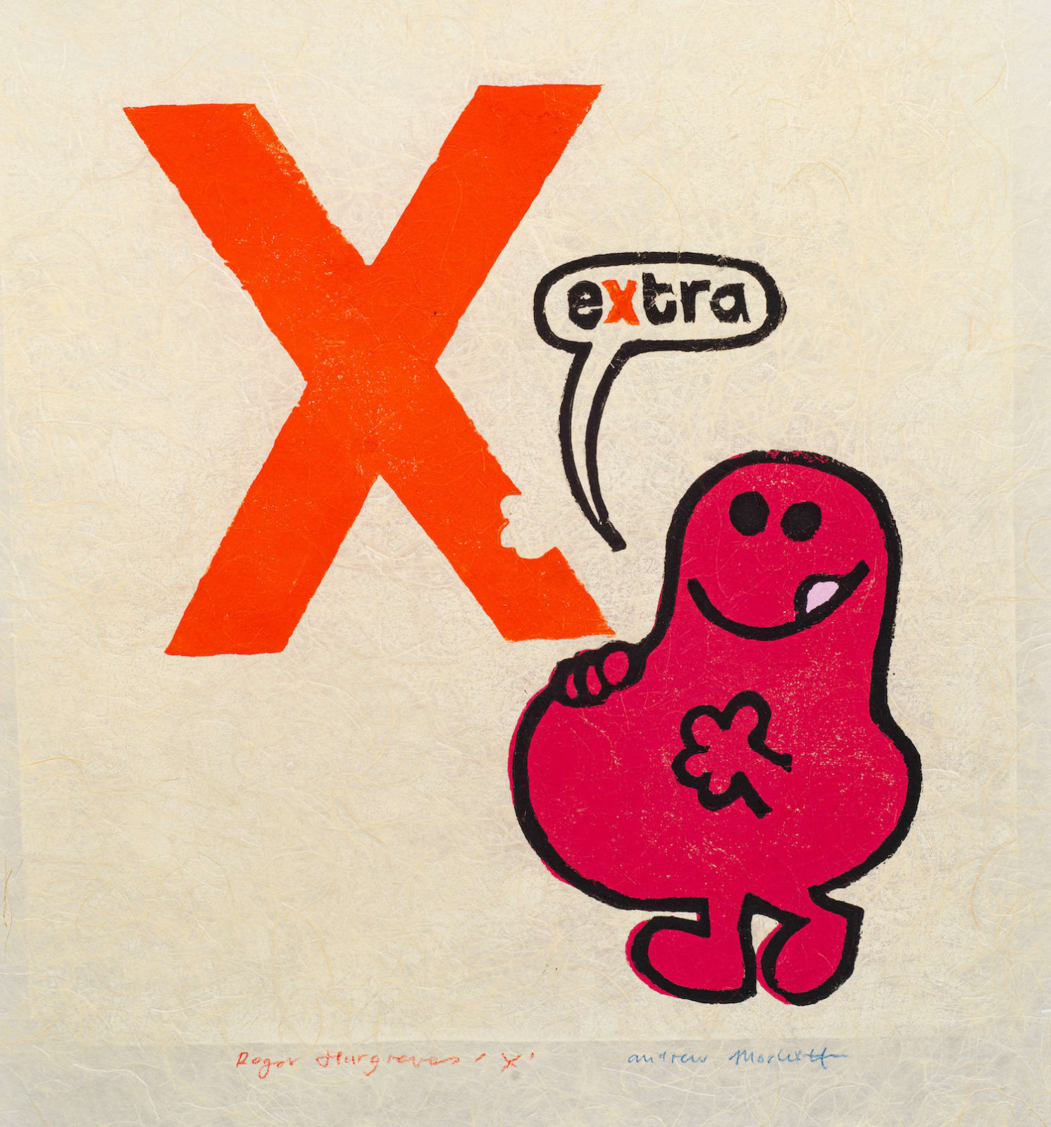 Orange X Cartoon print by artist Andrew Mockett represented by Rebecca Hossack Gallery