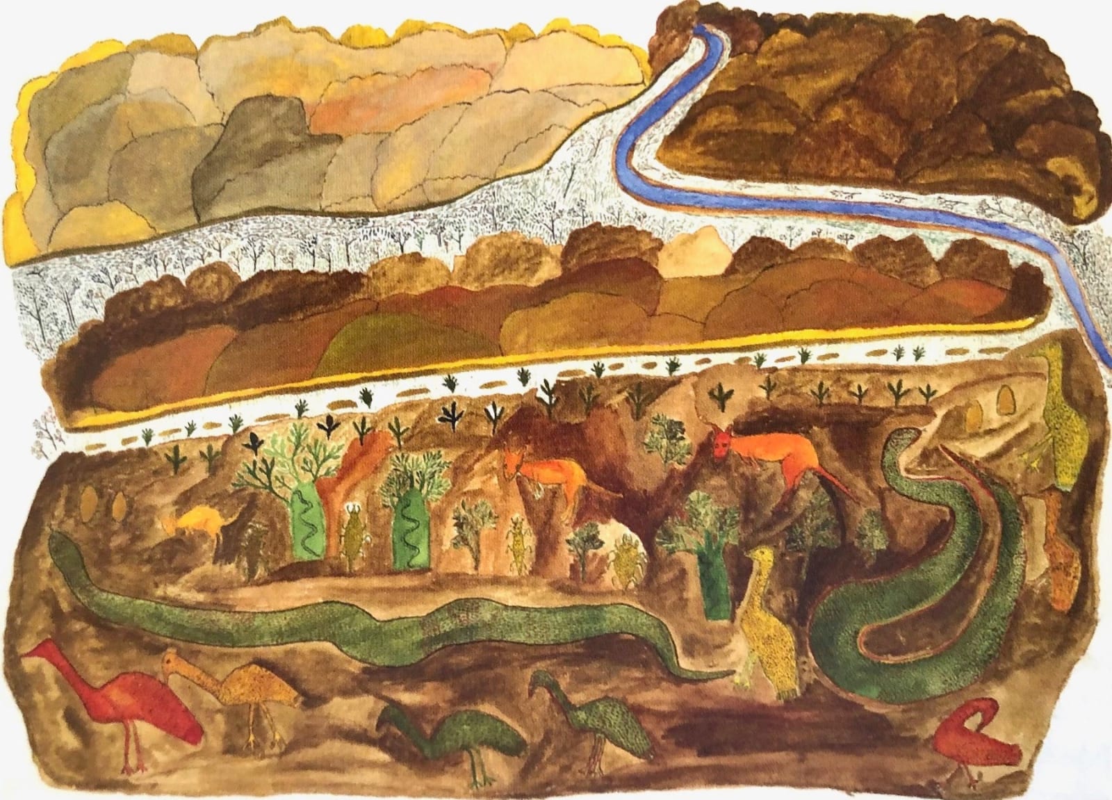 Wattie Karruwara, watercolour on paper, Kimberley, Aboriginal artist and artwork.