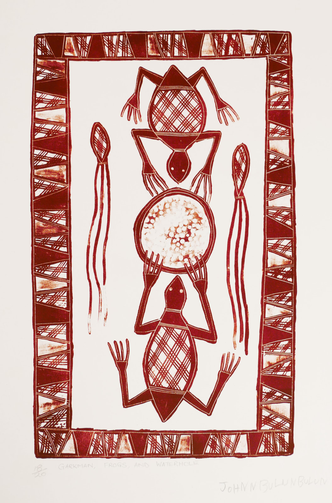 Johnny Bulunbulun, Garkman, Frogs and Waterhole, 1996